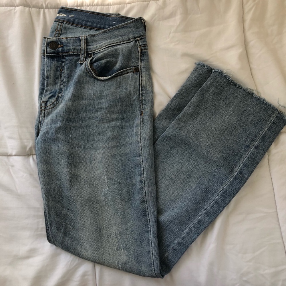 crop length light flare jean